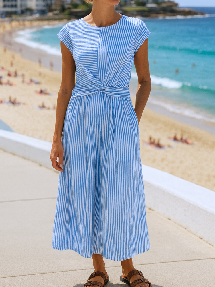 Linen dress with twisted effect