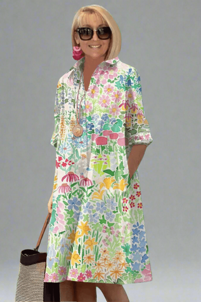 Natalie – Luxury Floral Summer Midi Dress for Effortless Style