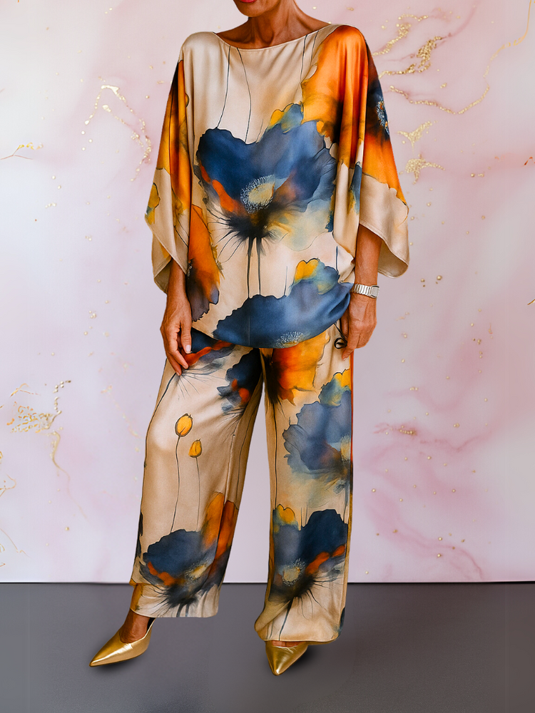 Ximena | Artistic Satin Two-Piece Set