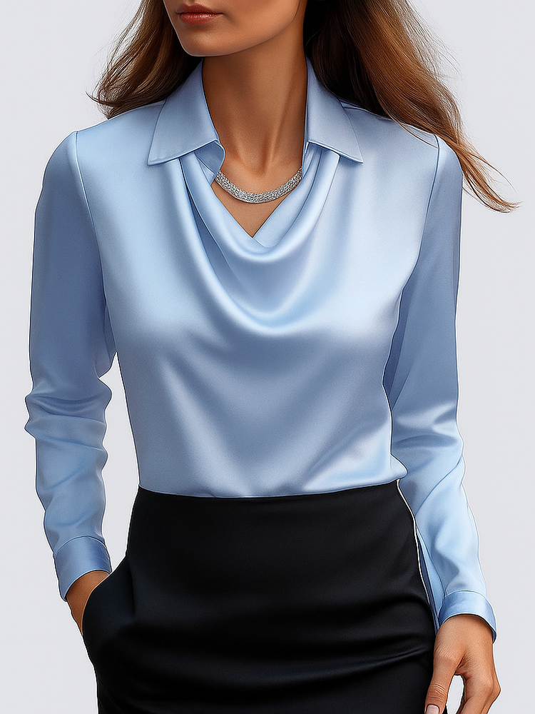 The Satin Drape Neck Blouse