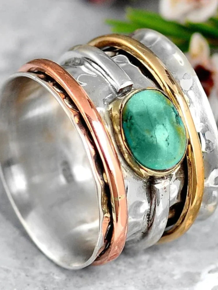 Coco - Vintage Gold & Silver Turquoise Ring