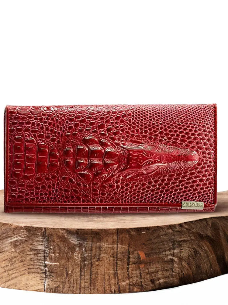 Caroline - Luxury Crocodile-Embossed Leather Wallet for Women