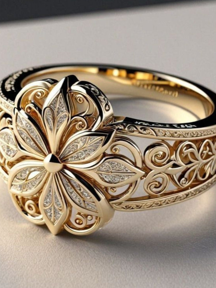 Flower Zirconia Exotic Gold Ring