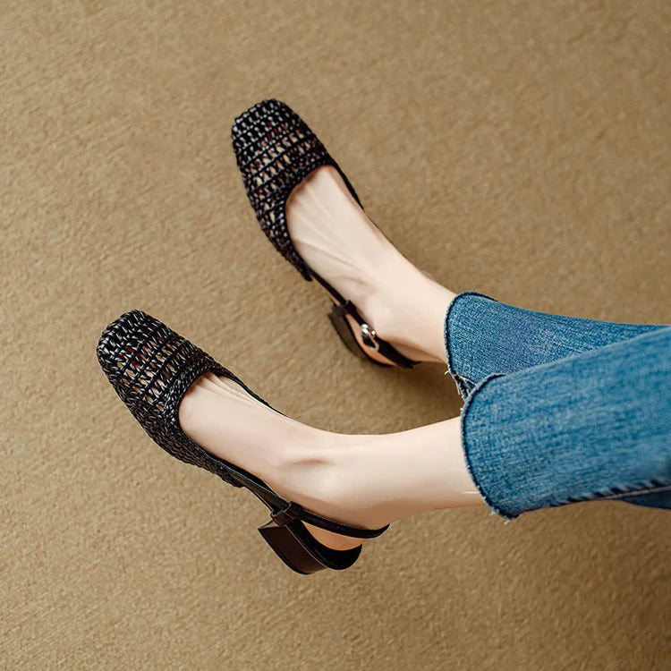 Connie Woven Leather Heels
