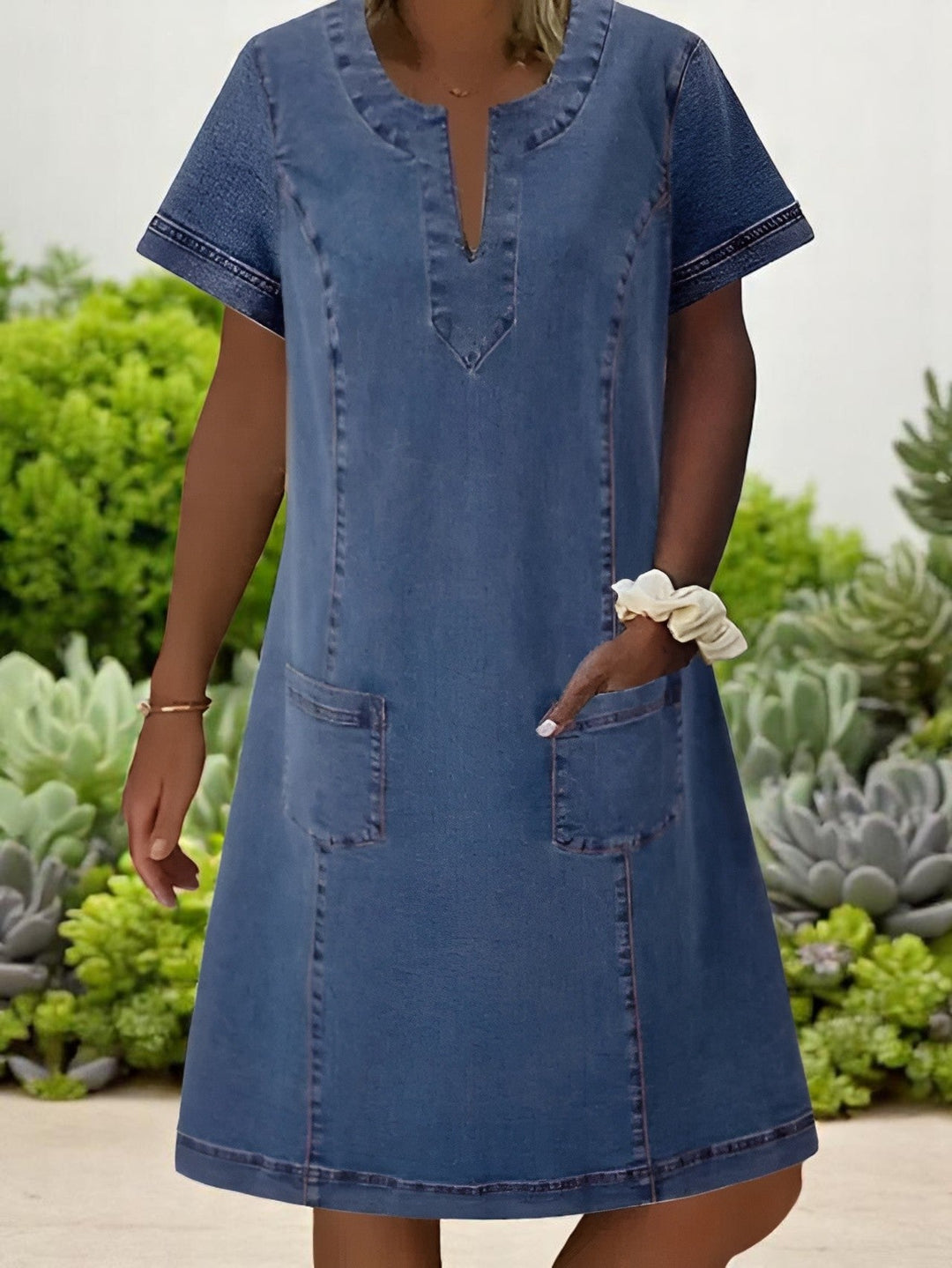 Julia™ | Soft Denim Dress with Front Pockets