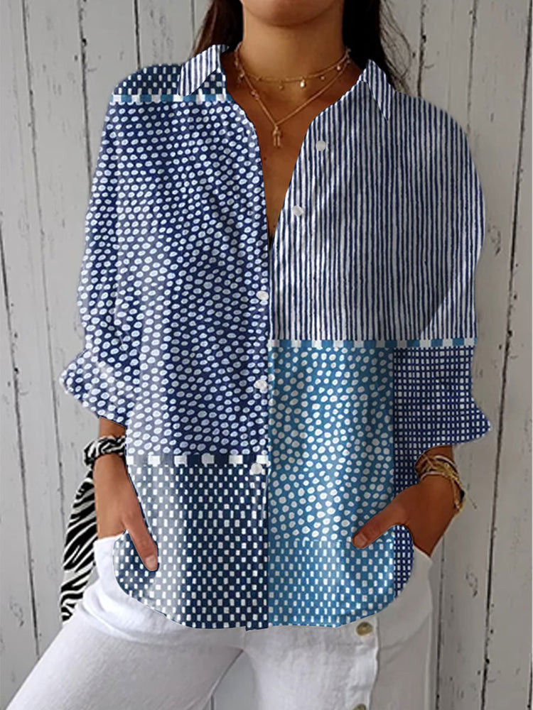 Janet - Ocean Patchwork Blouse