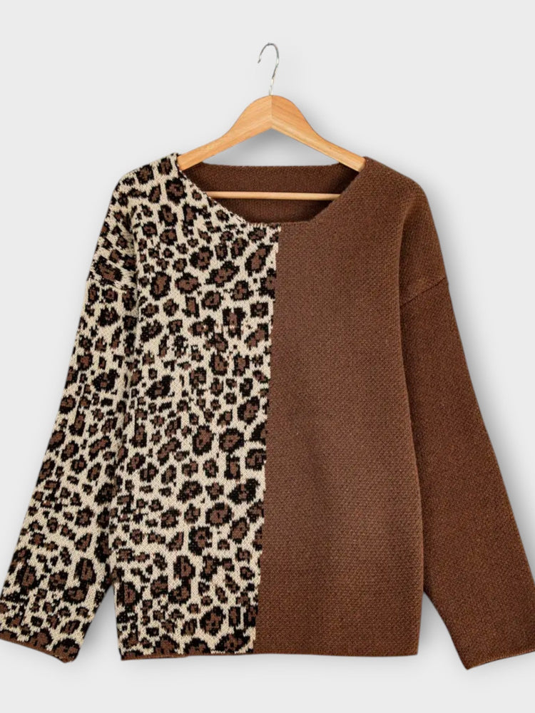Marina - Casual Sweater with Leopard Design
