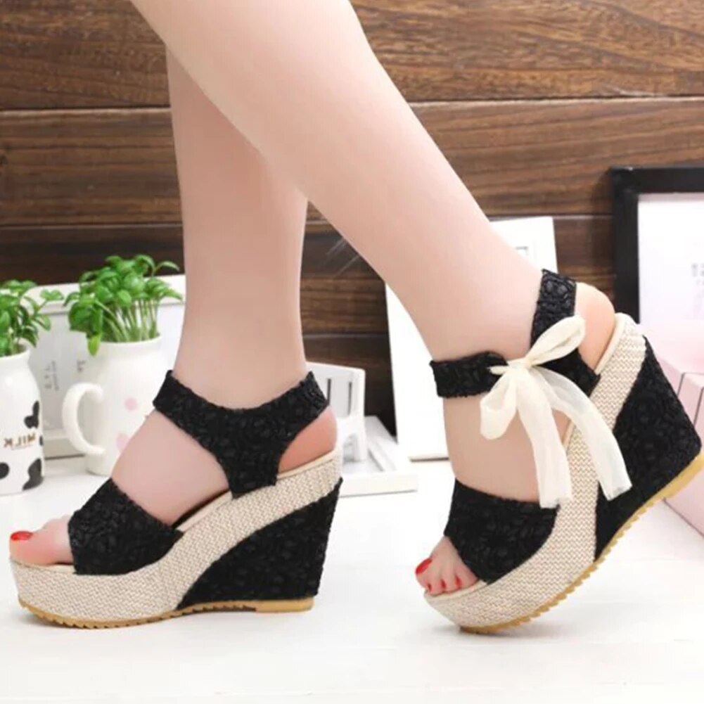 Arlene - Lace Bow Sandals