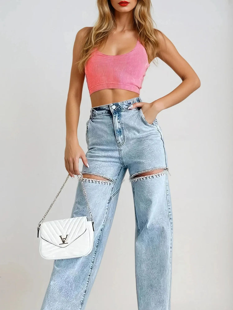 Harper Luxe Crystal Straight Jeans