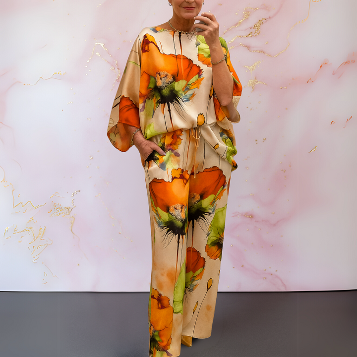 Ximena | Artistic Satin Two-Piece Set