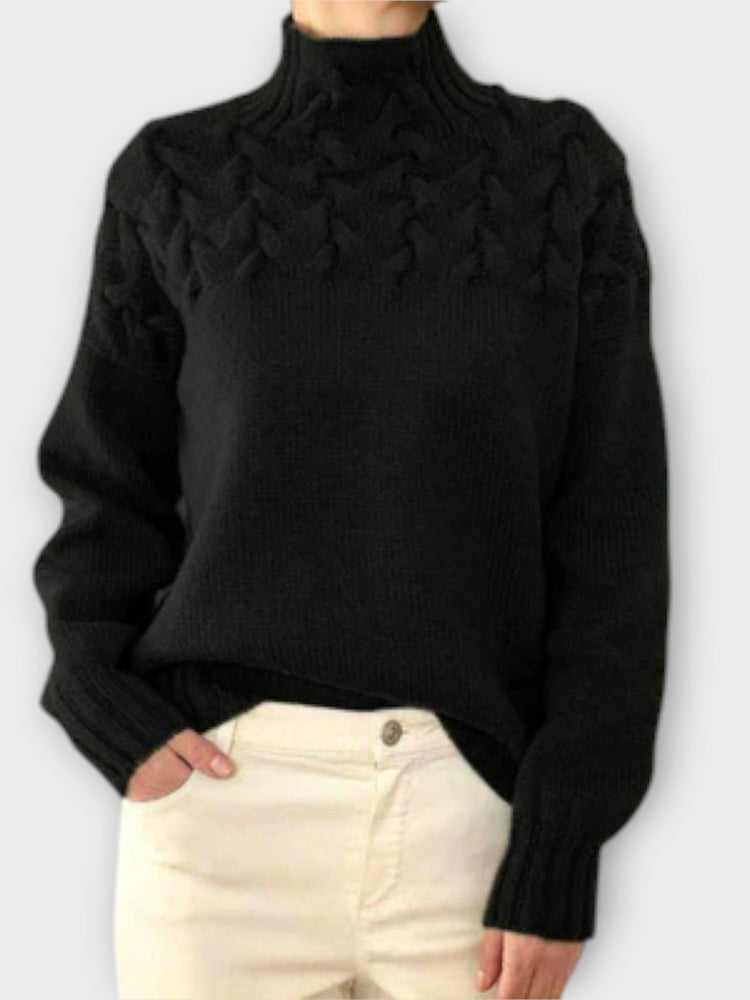 Eva - Women's Sweater with Cable Knit Detail