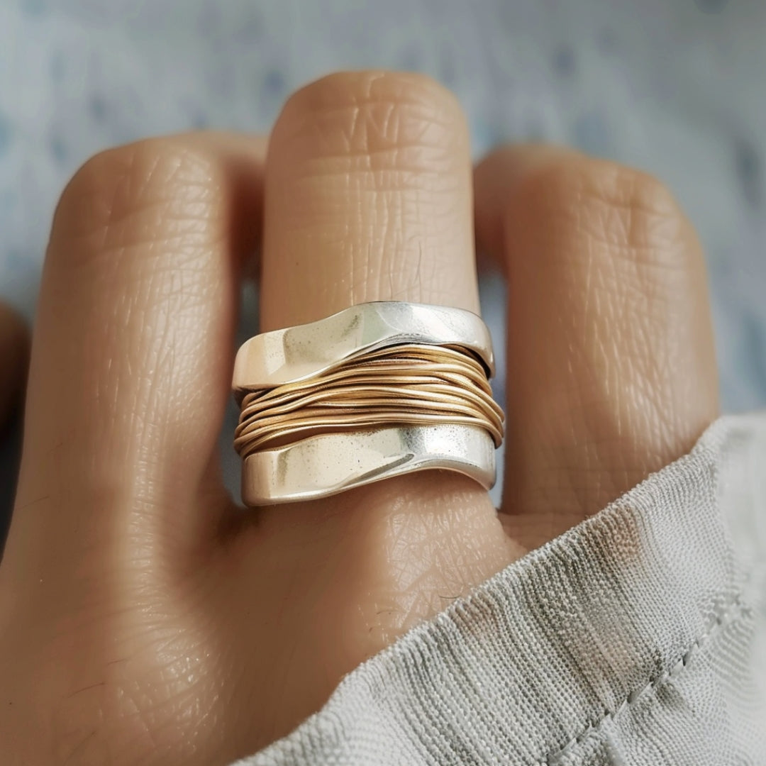 Twisted Silver & Gold Ring