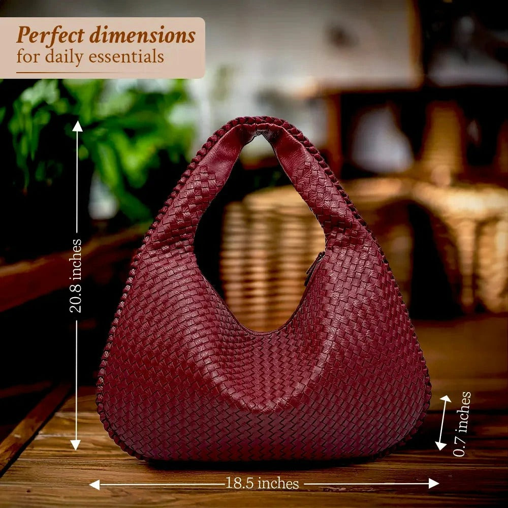 Tessa - Elegant PU Leather Woven Tote Bag