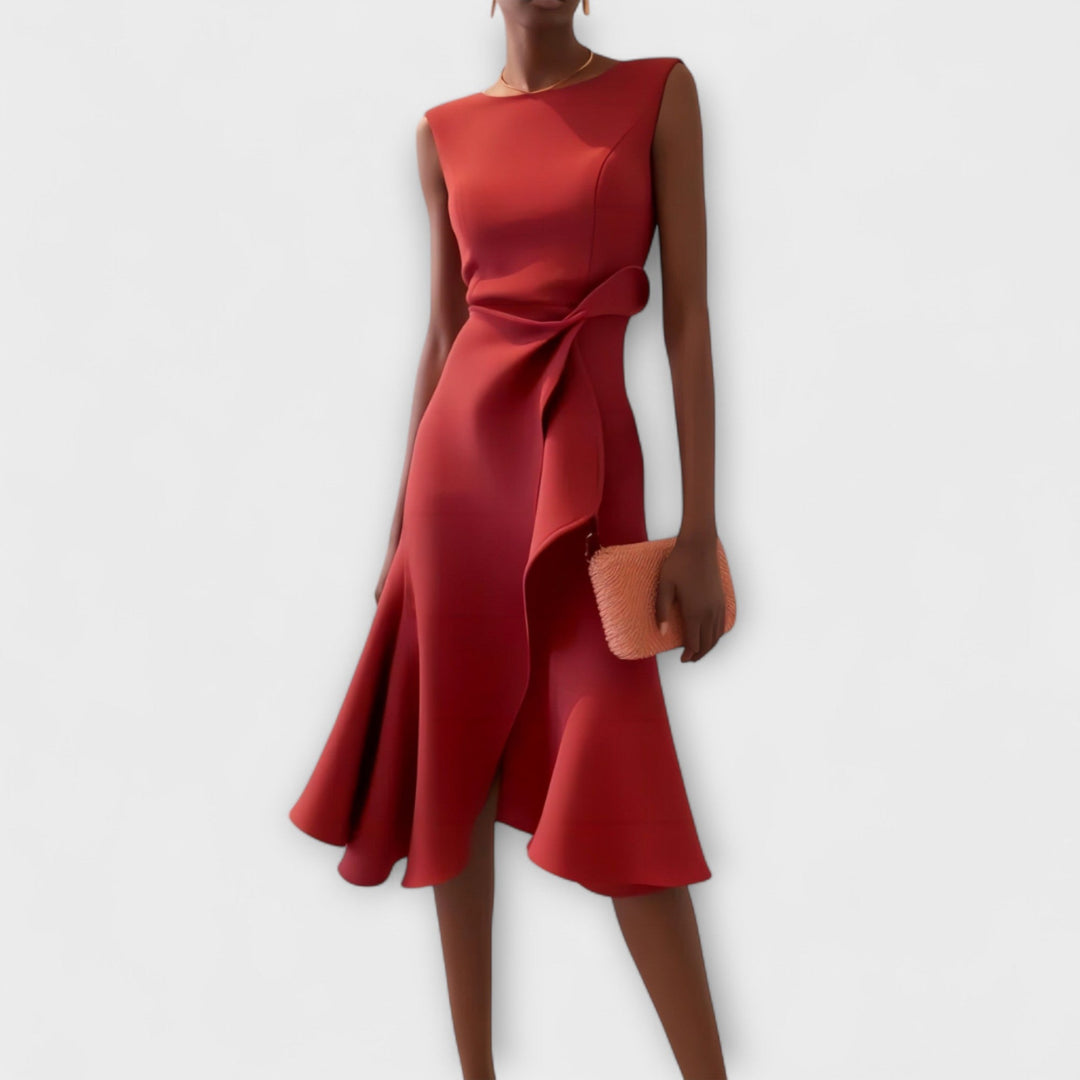 Juliette – Asymmetrical Draped Midi Dress