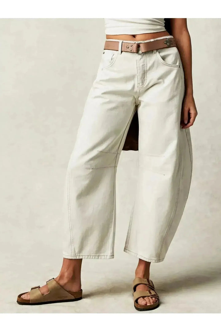 Barrel Jeans with Leopard Pattern