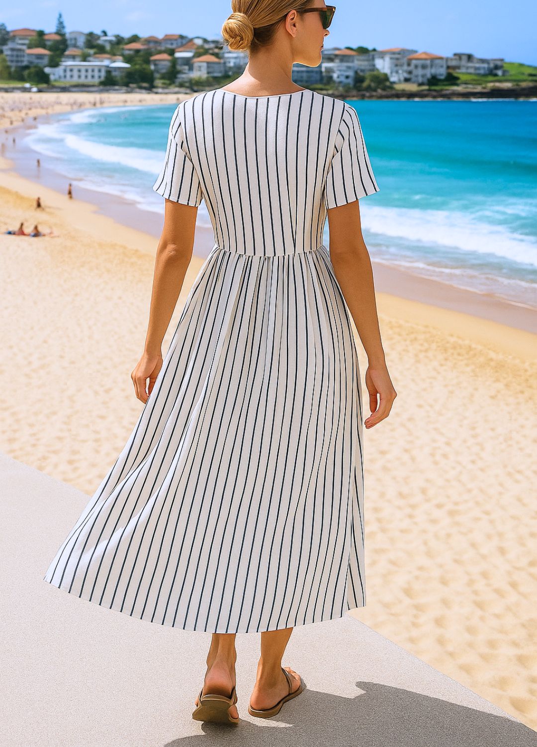 cross-waist linen dress
