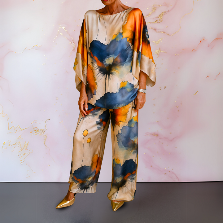 Ximena | Artistic Satin Two-Piece Set