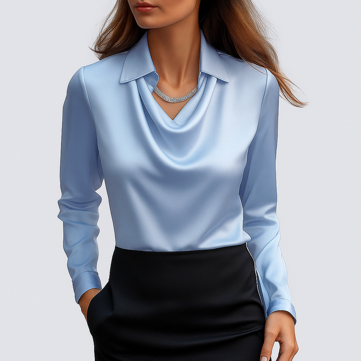 The Satin Drape Neck Blouse