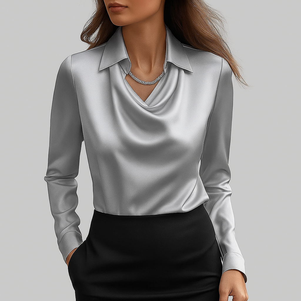 The Satin Drape Neck Blouse