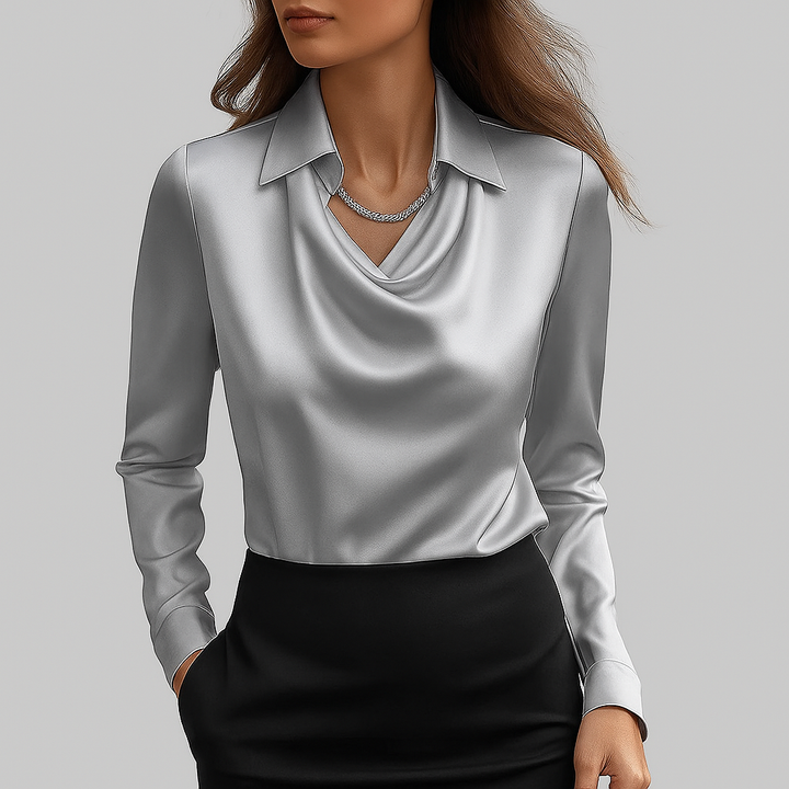 The Satin Drape Neck Blouse