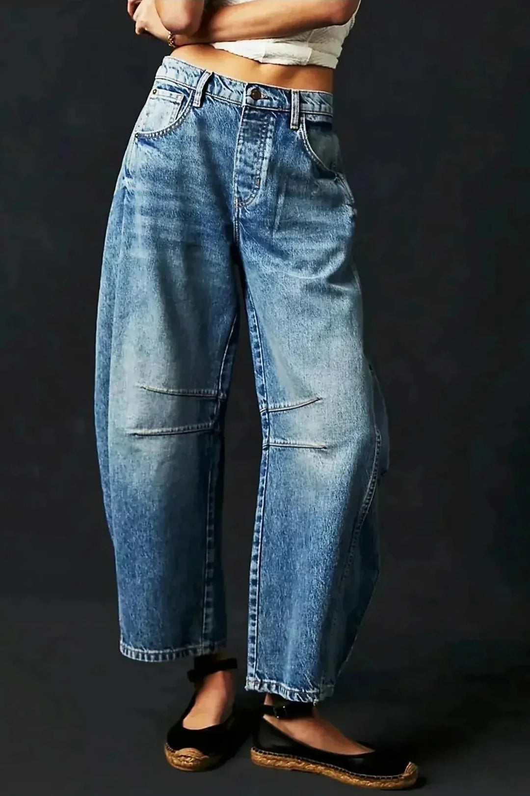 Barrel Jeans with Leopard Pattern