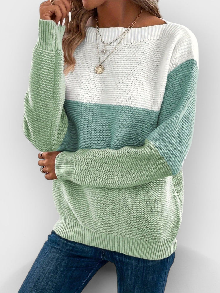Clara - Elegant Three-Color Patchwork Sweater