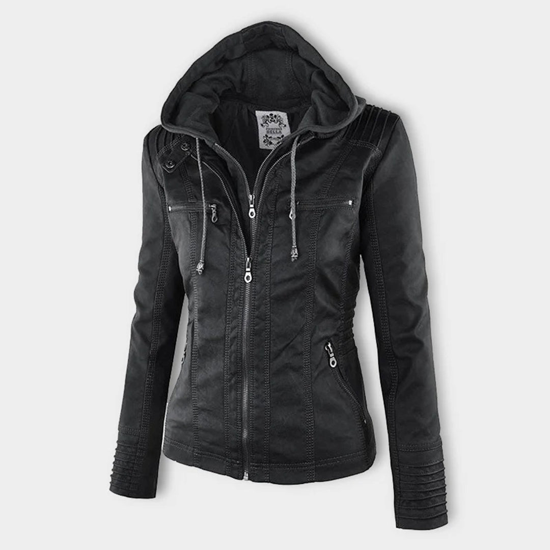 Olive™ - Waterproof Women's Leather Jacket with Hood