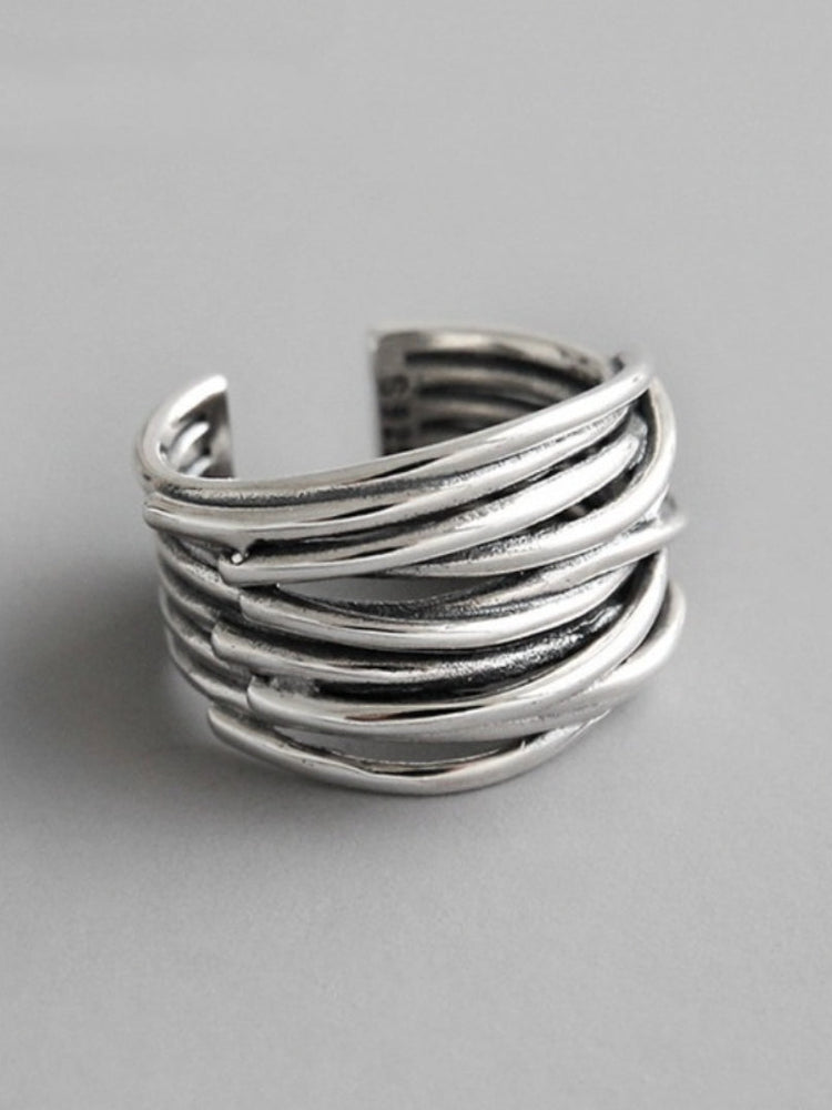 Adjustable Layered 925 Sterling Silver Ring