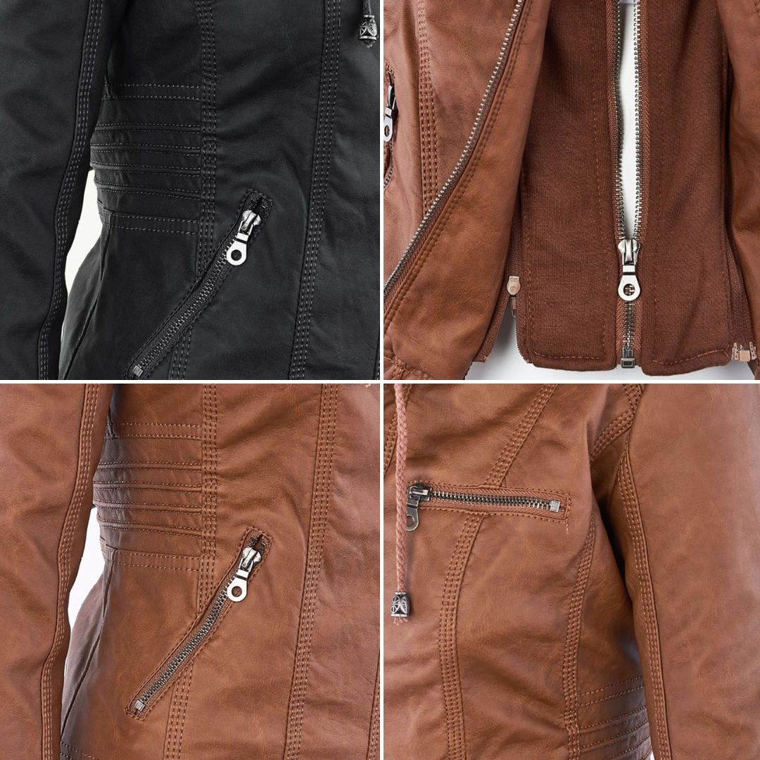 Olive™ - Waterproof Women's Leather Jacket with Hood