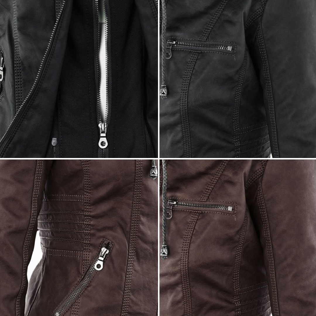 Olive™ - Waterproof Women's Leather Jacket with Hood