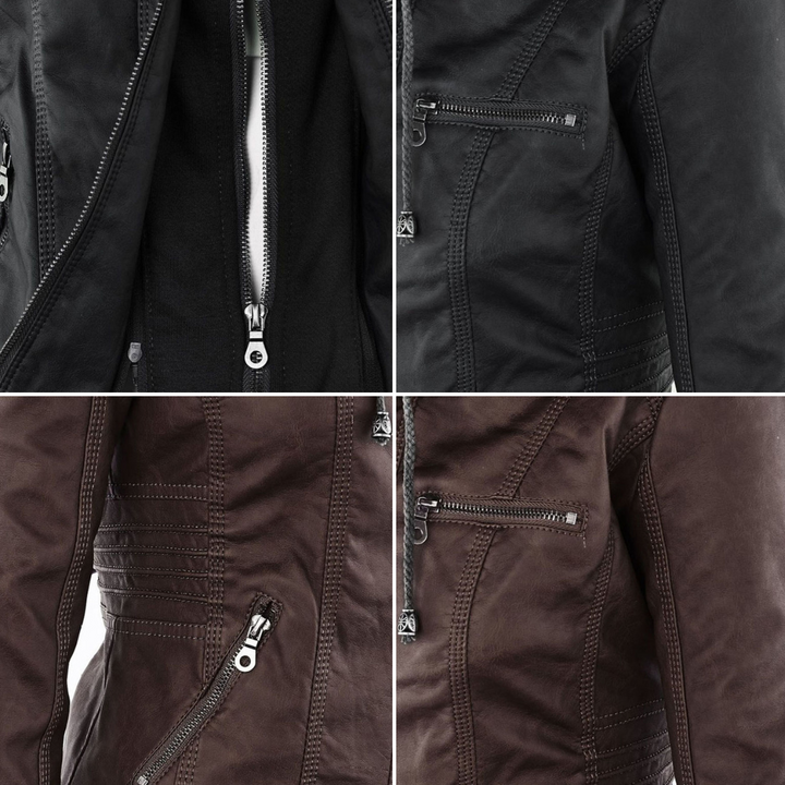 Olive™ - Waterproof Women's Leather Jacket with Hood