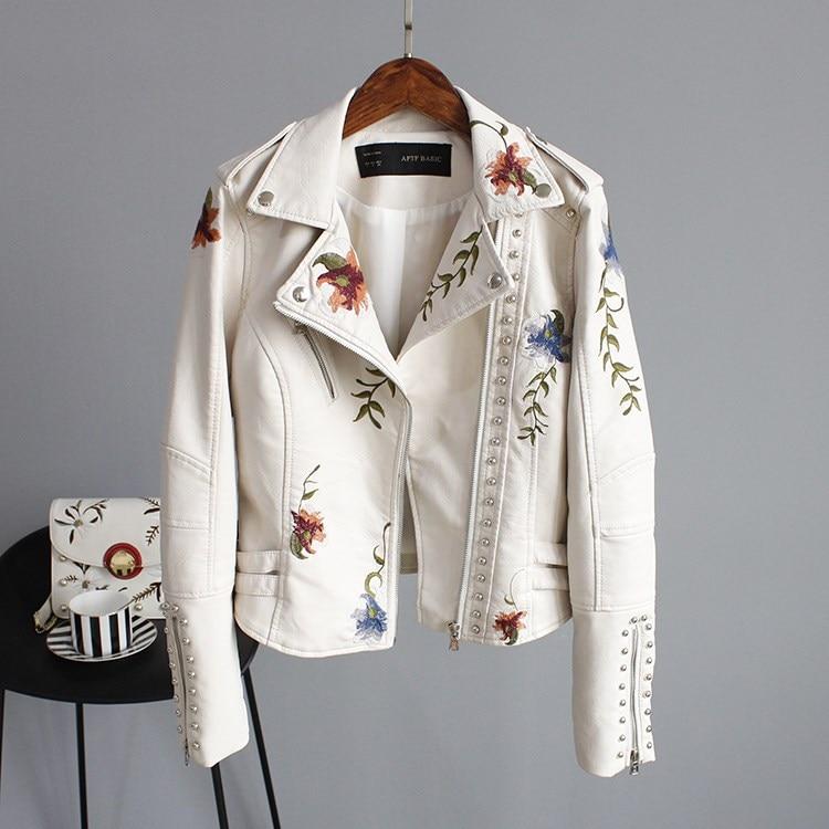Ellie™ - Stylish Embroidered Leather Jacket