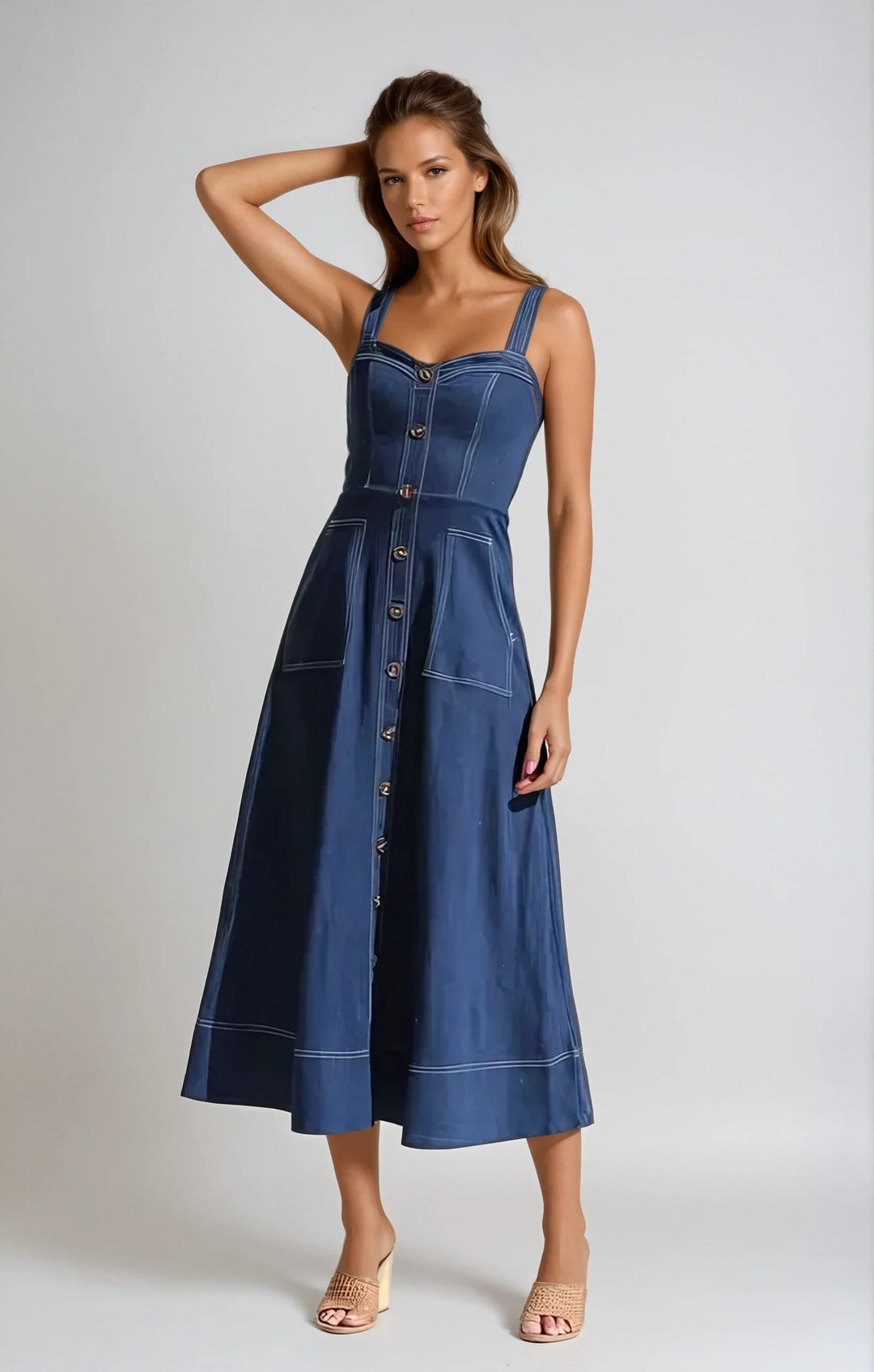 Elora Denim Midi Dress