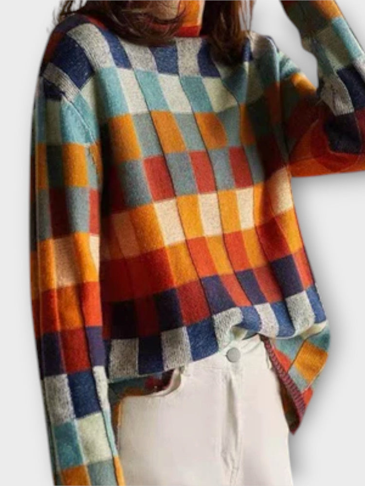 Erika - Patchwork Turtleneck Sweater