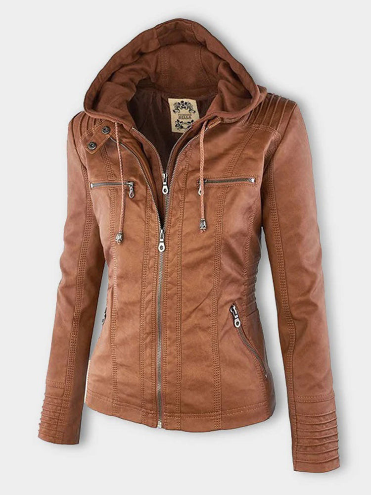 Olive™ - Waterproof Women's Leather Jacket with Hood
