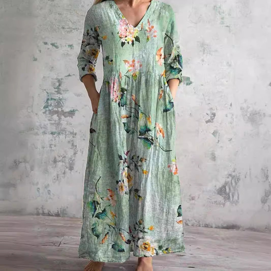 Fiona Floral Linen-Cotton Dress