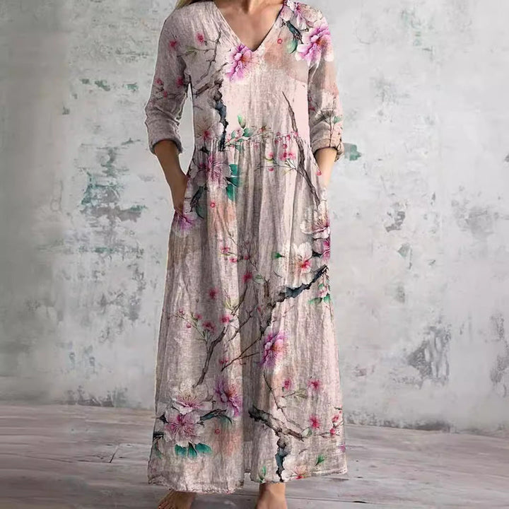 Fiona Floral Linen-Cotton Dress