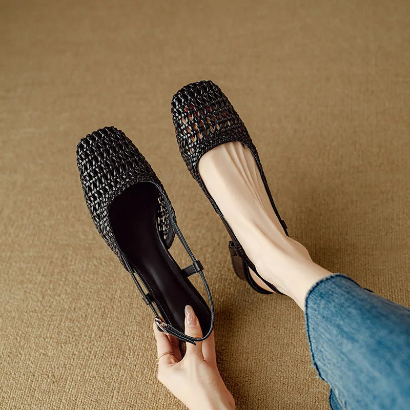 Connie Woven Leather Heels