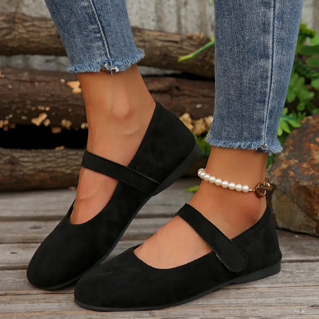 Noir Suede Leather Flats