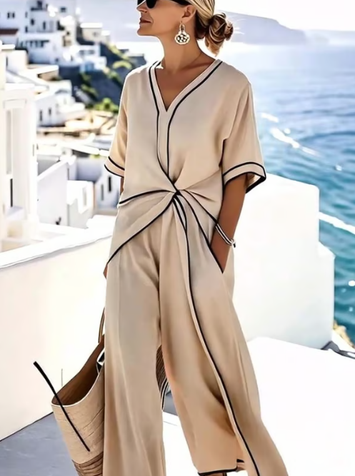 Chic twisted knot linen set