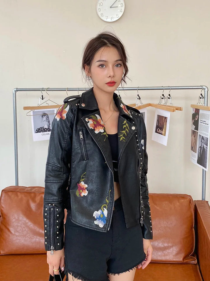 Rose™ - Ladies Floral Leather Jacket