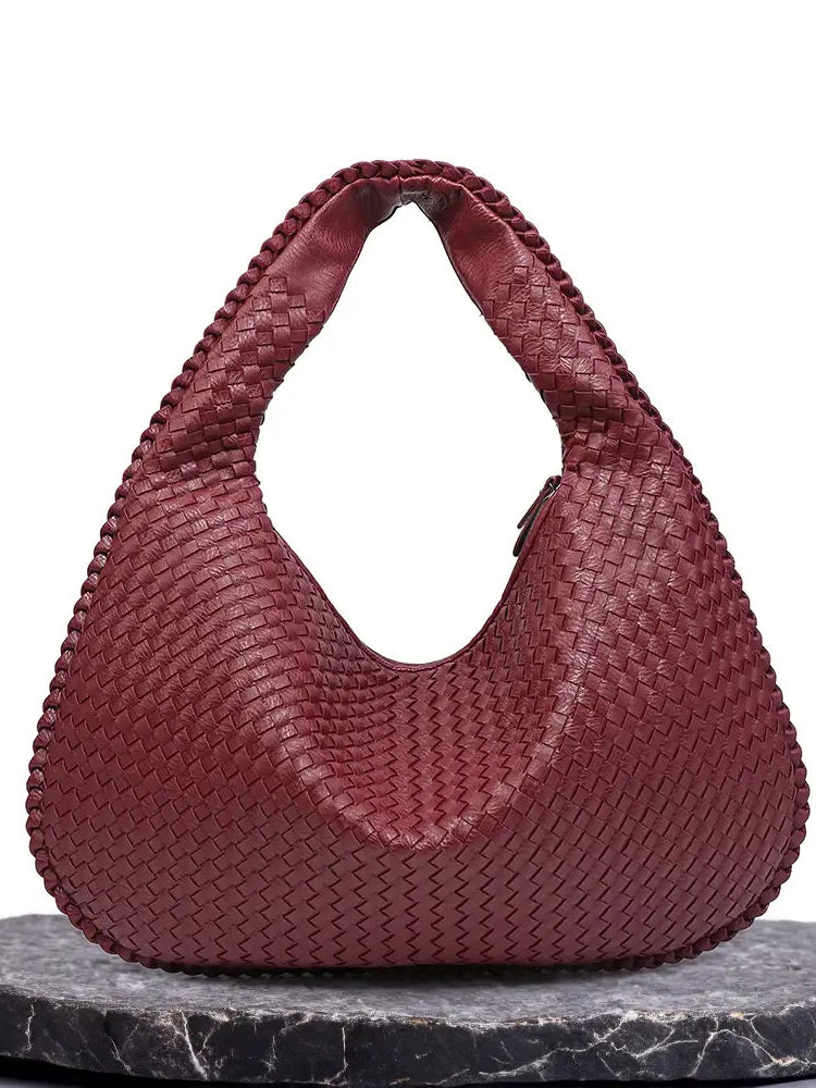 Tessa - Elegant PU Leather Woven Tote Bag