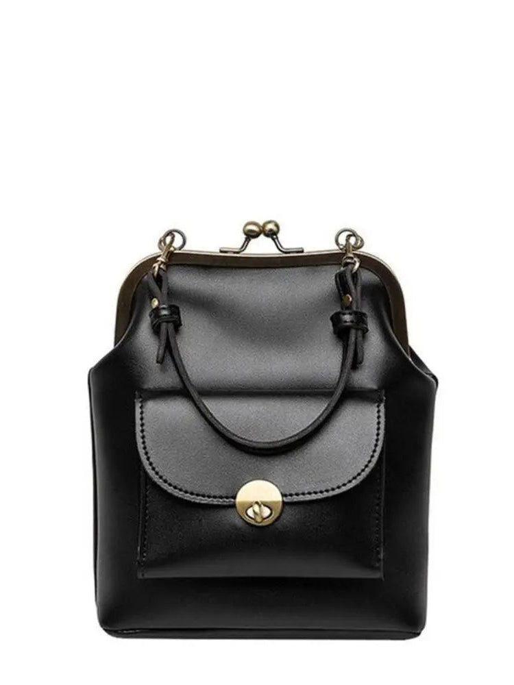 Anna - Chic Leather Bag with Kiss-Lock Closure