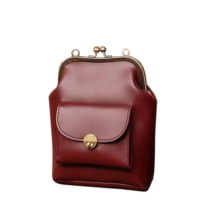 Anna - Chic Leather Bag with Kiss-Lock Closure