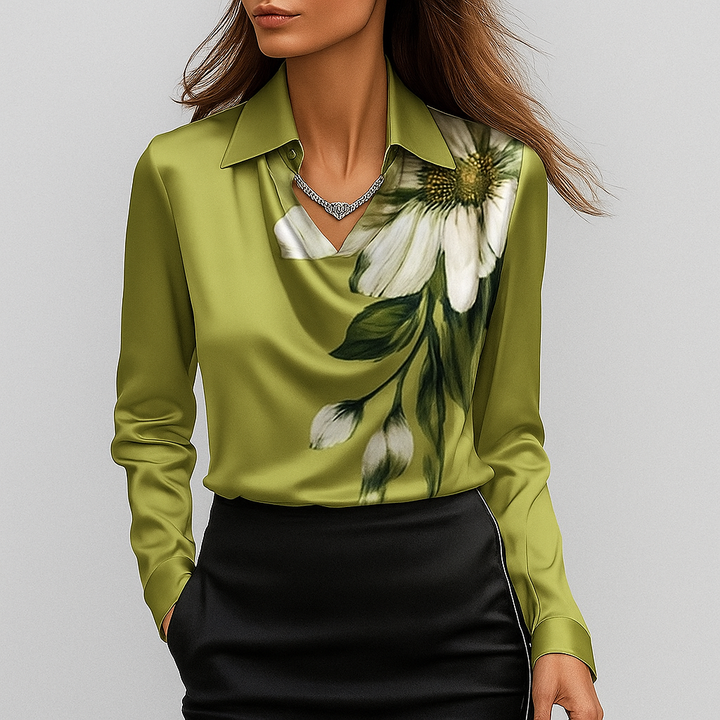 The Satin Drape Neck Blouse