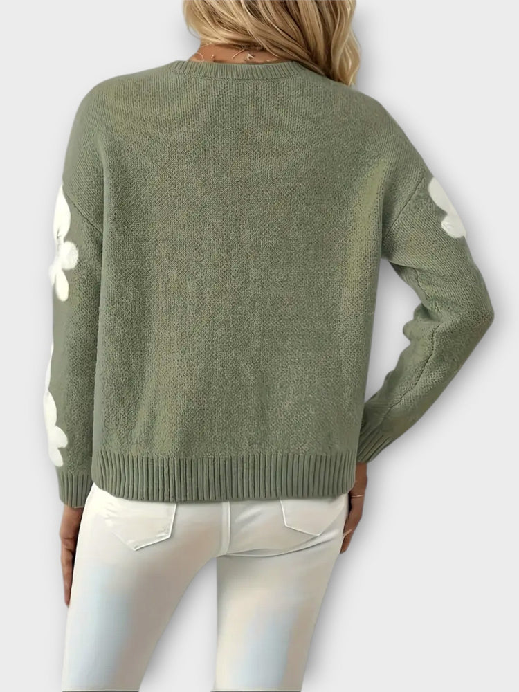 Silke - Soft Knit Sweater with Floral Design