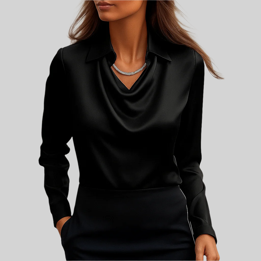 The Satin Drape Neck Blouse