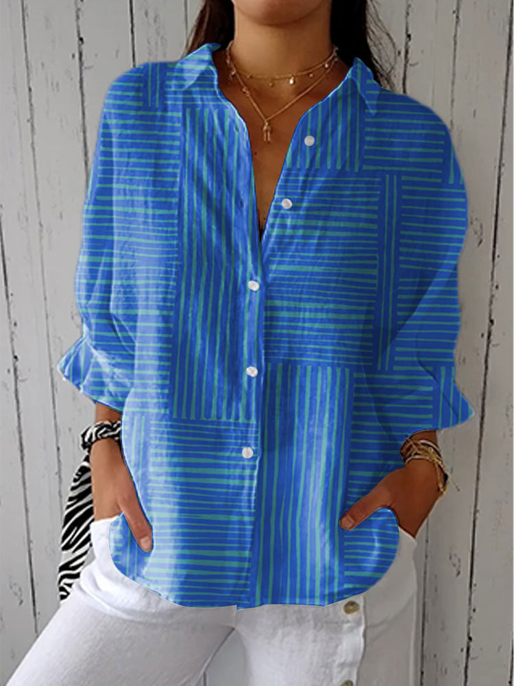 Barbara - Azure Stripe Blouse